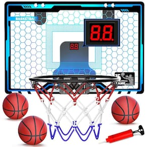 Mini cesta de basquete de interior HopeRock com LED para crianças com 3 barras