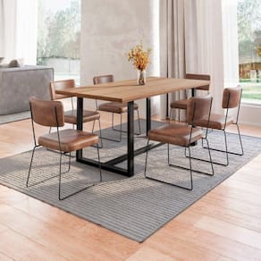Conjunto Mesa de Jantar Rústica de Madeira Maciça com 6 Cadeiras Aço Roma Marrom/Preto