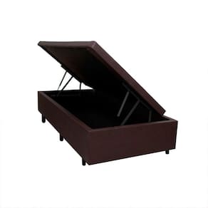 Cama Box Baú Solteiro 88x188x42cm Marrom com Pistão a Gás Marrom