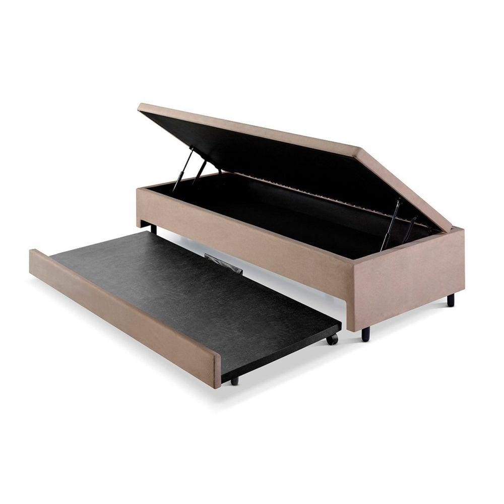 Bicama Solteiro com Baú 88x188 Suede Bege