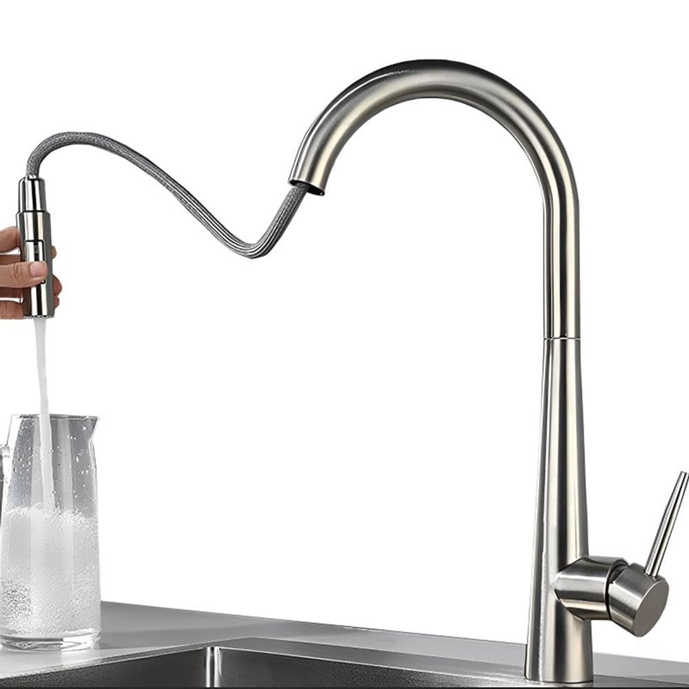 Torneira Gourmet Para Cozinha Bancada Pia de Alta Qualidade Premium Luxo Função Misturador Monocomando Bico Extensível Flexível Material Aço Inox