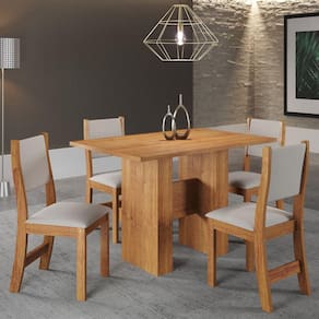 Conjunto de Jantar Jazz Mesa Retangular com 4 Cadeiras Sol Mel/Marfim