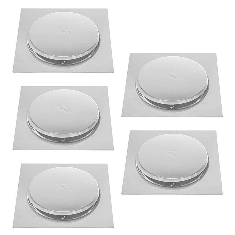 Ralo Click 15x15 Inox Inteligente Kit 5 Unidades Pop Up Anti Odor Banheiro Lavabo