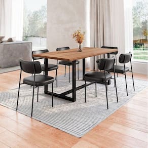 Conjunto Mesa de Jantar Rústica de Madeira Maciça com Cadeiras Mona Preto/Marrom