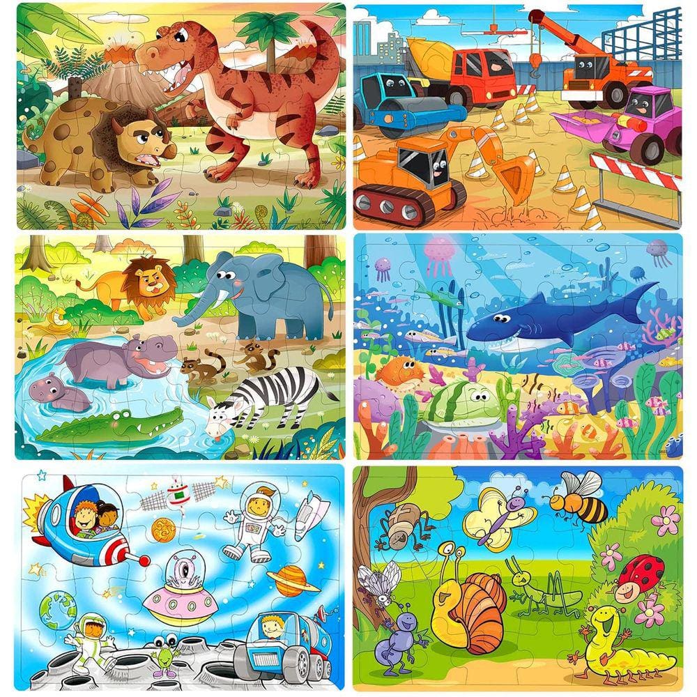 Quebra-cabeças de madeira RANSUNN para crianças de 3 a 5 anos, brinquedos didáticos (6 Pu)
