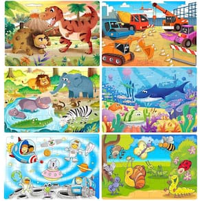 Quebra-cabeças de madeira RANSUNN para crianças de 3 a 5 anos, brinquedos didáticos (6 Pu)