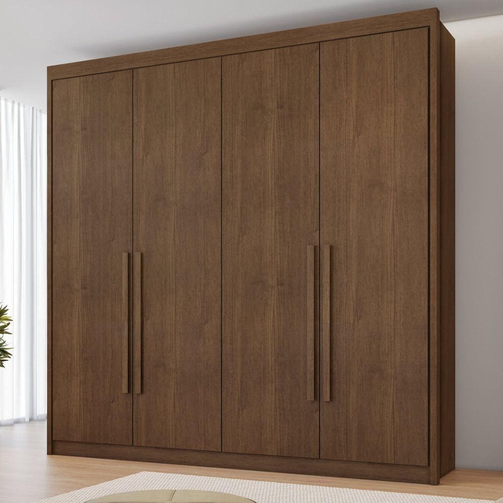 Guarda Roupa Casal 4 Portas 4 Gavetas Bergame Cacau