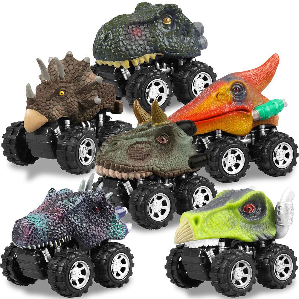 Conjunto de carros de brinquedo Dinosaur Pull Back para crianças de 2 a 6 anos com 6 carros
