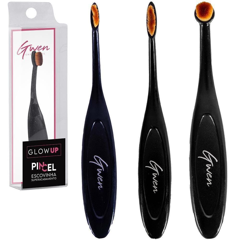 Pincel Escova Maquiagem Super Acabament Cabo Preto Gwen 12Cm