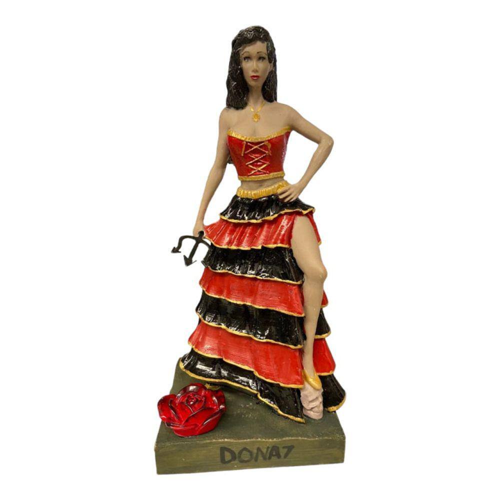 Escultura Pomba Gira Dona Sete Com Incensário 24 cm Resina