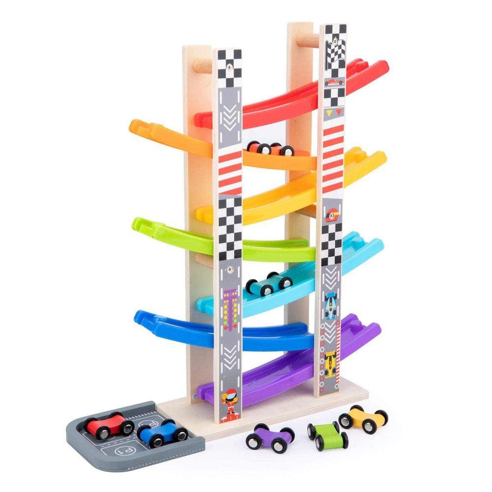 Brinquedo Ramp Racer WOOD CITY para criança de 1 a 3 anos com 7 Mini C