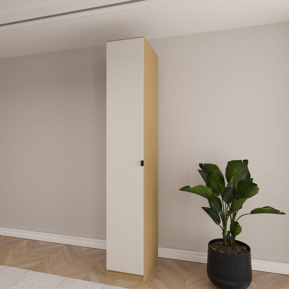 Guarda Roupa Modular 1 Porta 6 Prateleiras Nancy Cedro/Off White