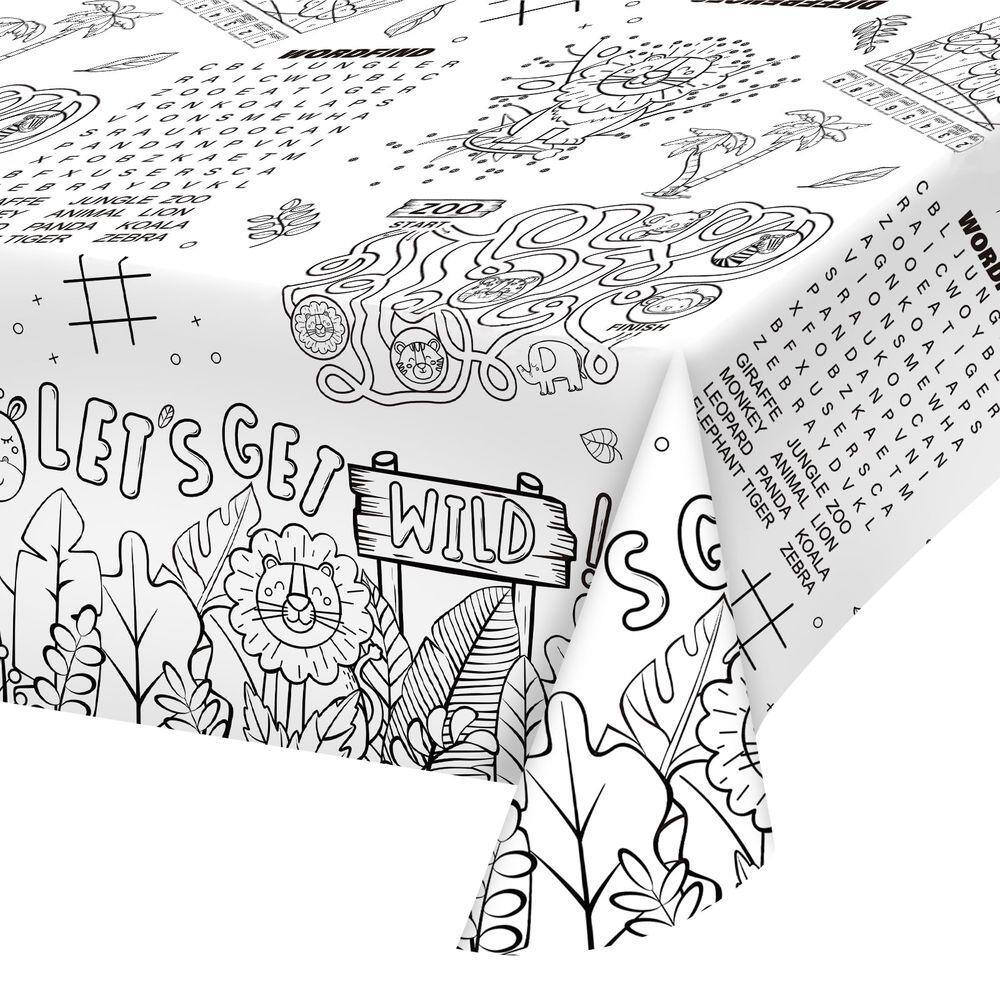 Toalha de mesa de papel para colorir Gatherfun Safari Jungle Theme Kids