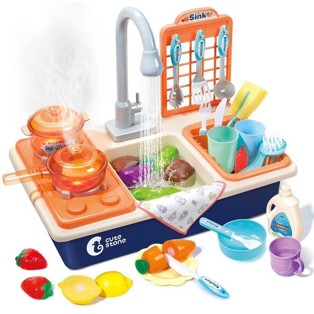 Brinquedos de pia de cozinha Pretend Play CUTE STONE com fogão