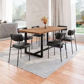 Conjunto Mesa de Jantar Rústica de Madeira Maciça com Cadeiras Mona Preto/Marrom