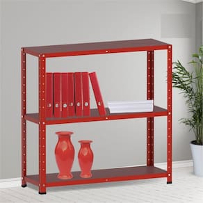 Estante Multiuso 3 Prateleiras 92cm Aço Vermelho