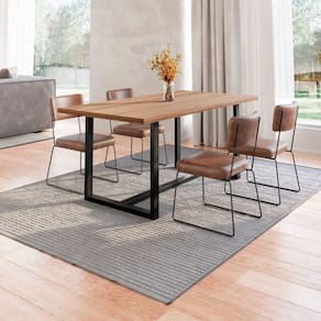 Conjunto Mesa de Jantar Rústica de Madeira Maciça com 4 Cadeiras Aço Roma Marrom/Preto