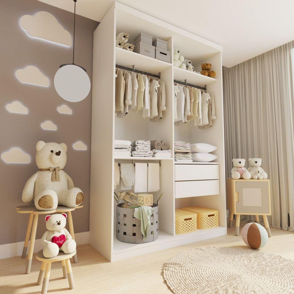 Closet Infantil sem Portas 2 Gavetas Júlia Branco