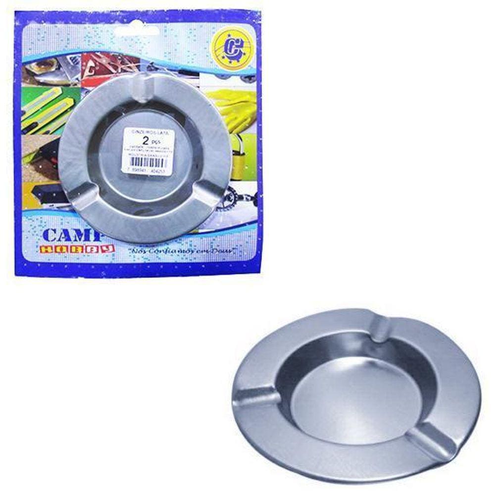 Cinzeiro De Metal Redondo Com 2 Pecas 11,5Cm De