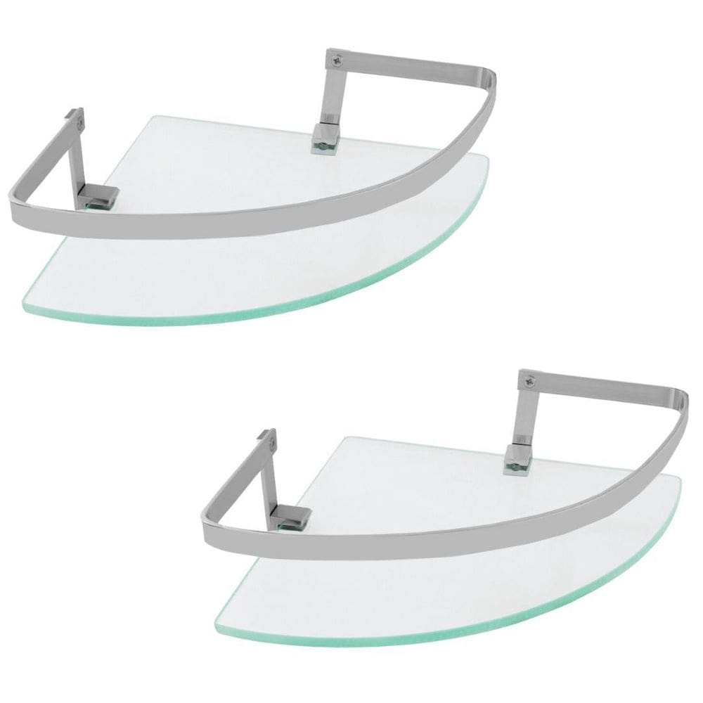 Kit 2 Porta Shampoo Prateleira Canto Vidro Exclusivo Cromado