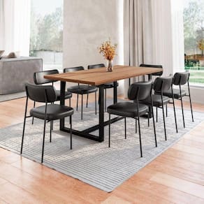 Conjunto Mesa de Jantar Rústica de Madeira Maciça com Cadeiras Mona Preto/Marrom