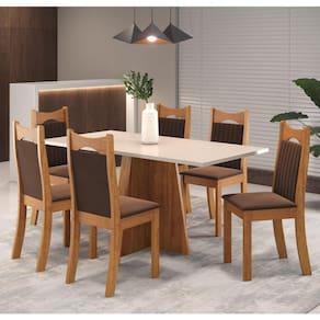 Mesa de Jantar Retangular Trapiche com 6 Cadeiras Dalas Mel/Blonde/Bombom