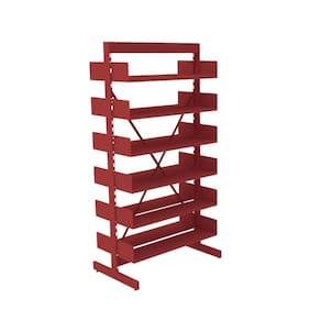 Estante Aço Biblioteca Dupla sem Base Vermelho