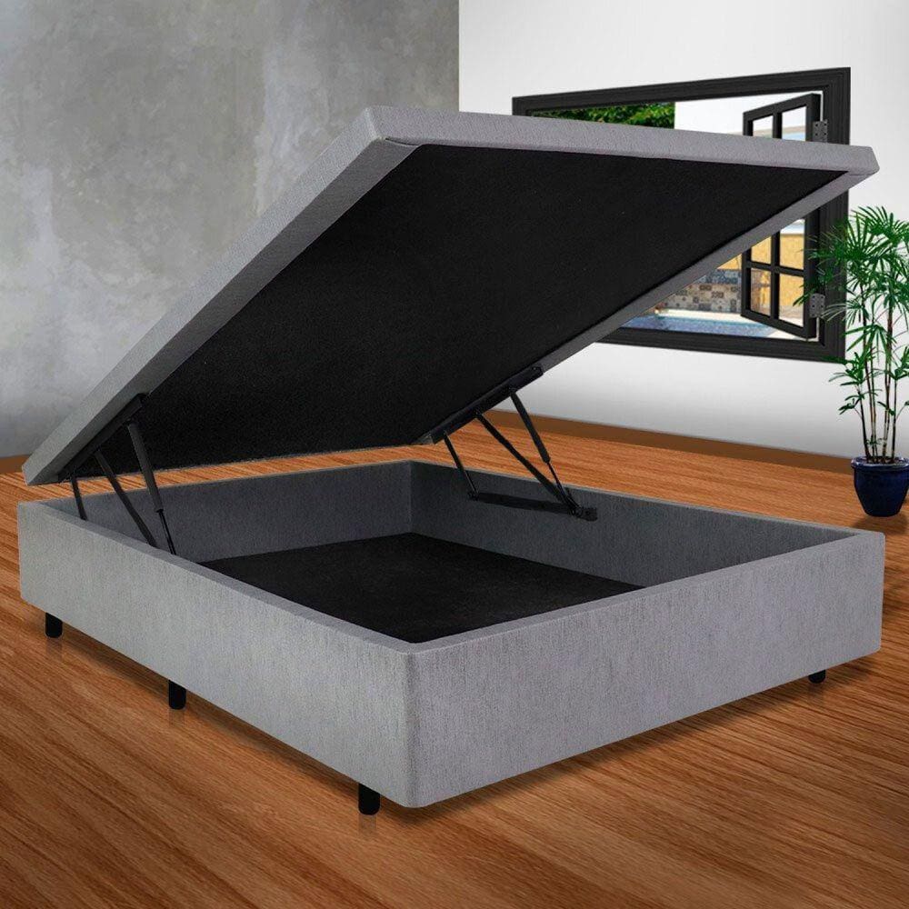 Cama Box Baú Casal Courino Cinza 138x188x42 Cinza