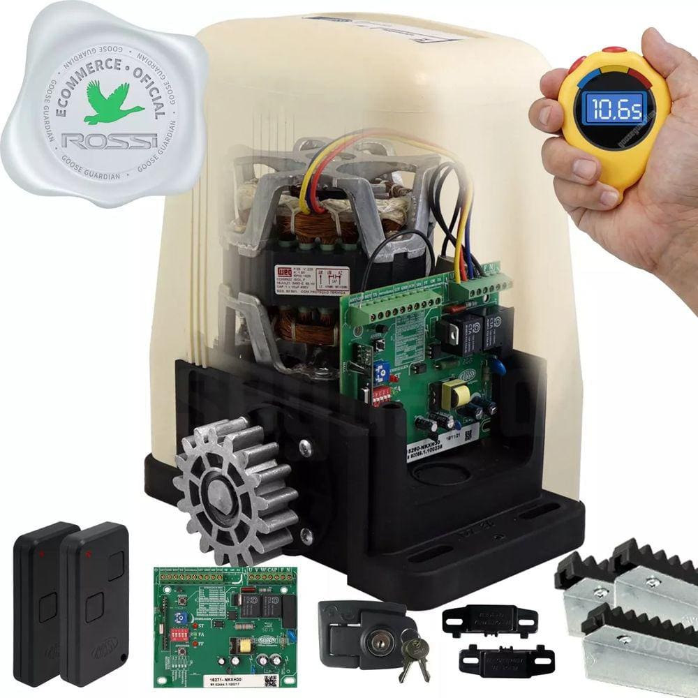 Kit Motor Rossi Dz3 Sk Turbo 3m Crem 2 Control Portão 600kg