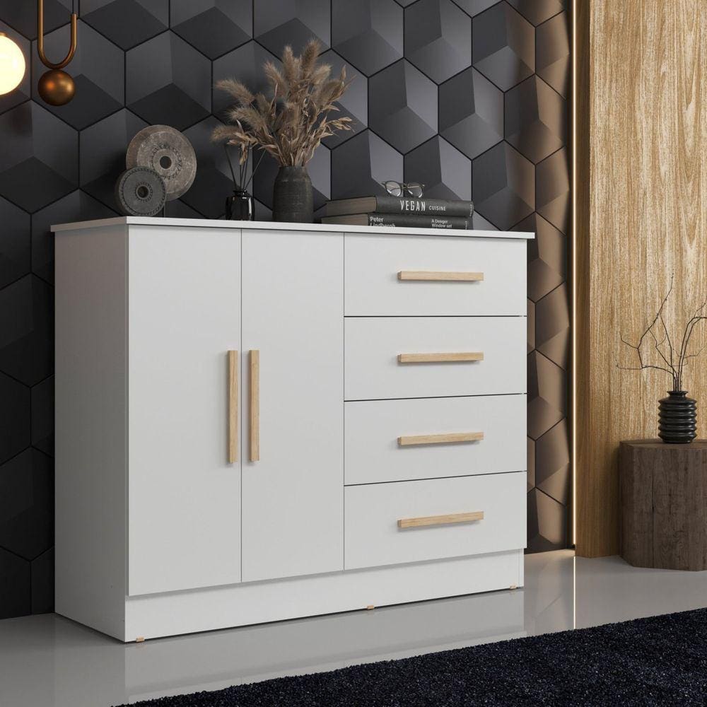 Cômoda 2 Portas 4 Gavetas Bariloche Branco