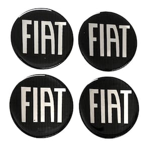 Emblema Calota Fiat Preto Adesivo 48mm 2 Unid - Novo