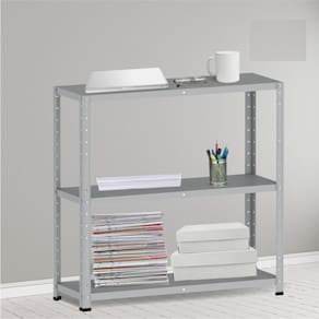 Estante Multiuso para 3 Prateleiras 92cm Aço Cinza