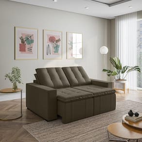 Sofá Cama Retrátil e Reclinável 3 Lugares 180cm em Veludo com Molas e Braço Reto Palmeira Cabecasa M Grafite