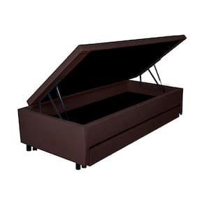 Bicama com Baú Solteiro 96x203 Cm Courino Marrom