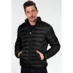 Jaqueta Bobojaco Casaco Puffer Nylon Becker Masculino com Bolsos e Capuz Removível