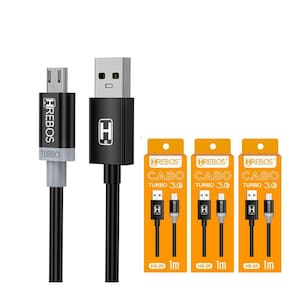 Kit 3 Cabo Micro Usb V8 Carregador Turbo E Dados Android