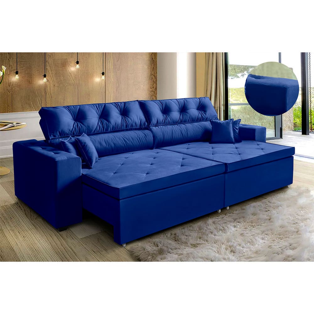 Sofá New Austin 3,00 m Retrátil Reclinavel com Molas - Ws Estofados