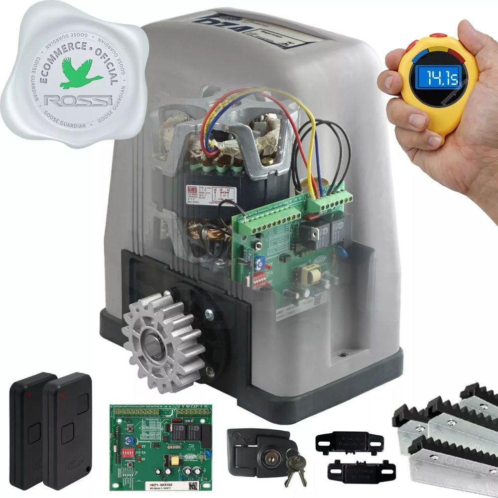 Kit 1 Motor Rossi Dz4 Turbo 4m Crem 2 Control Portão 800kg
