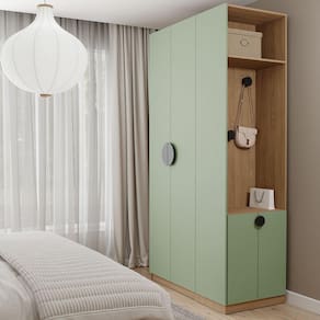 Conjunto Modulado Joy 2 Peças Nicho com 2 Gavetas e Sapateira Cabecasa Madeiramadeira Verde