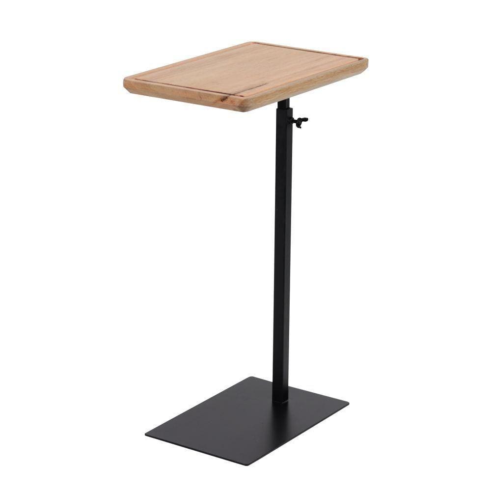 Mesa Lateral Com Tampo De Madeira Regulável