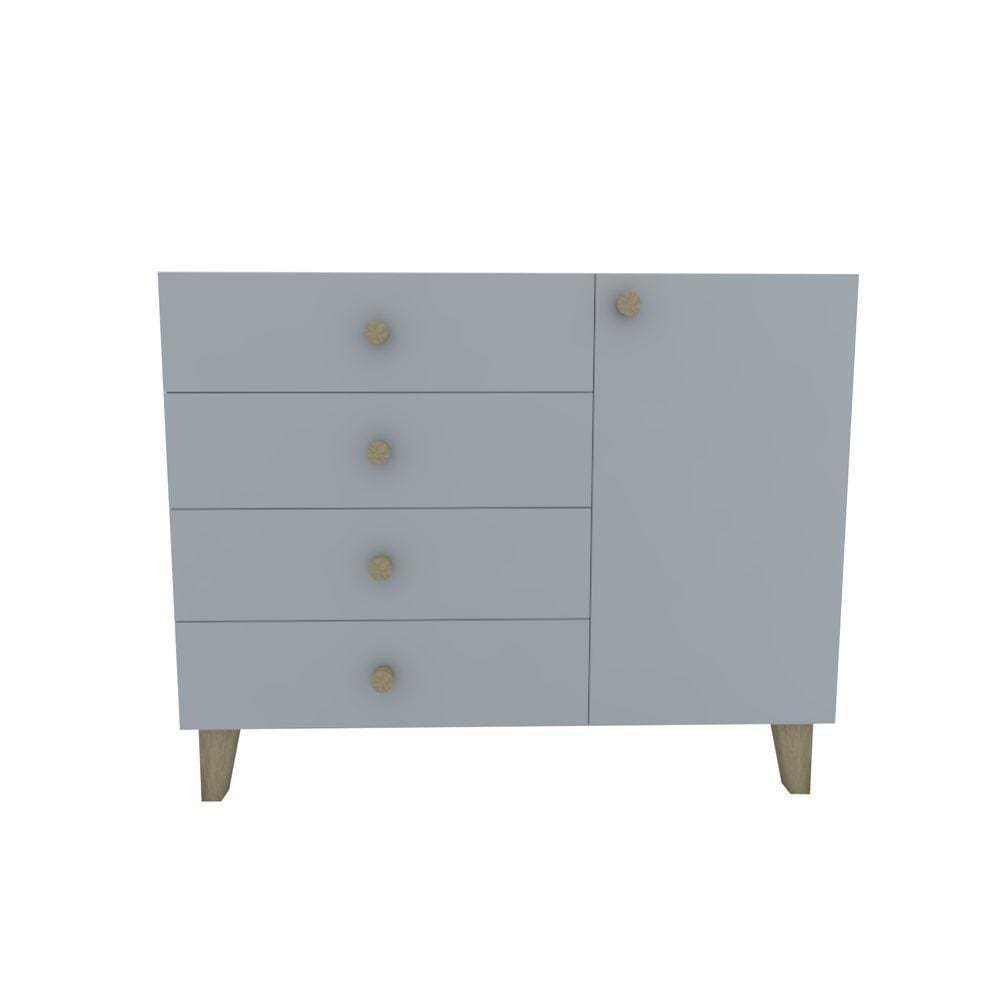 Cômoda 4 Gavetas 1 Porta 112x91x47 Beton Matt - Mdf Arauco