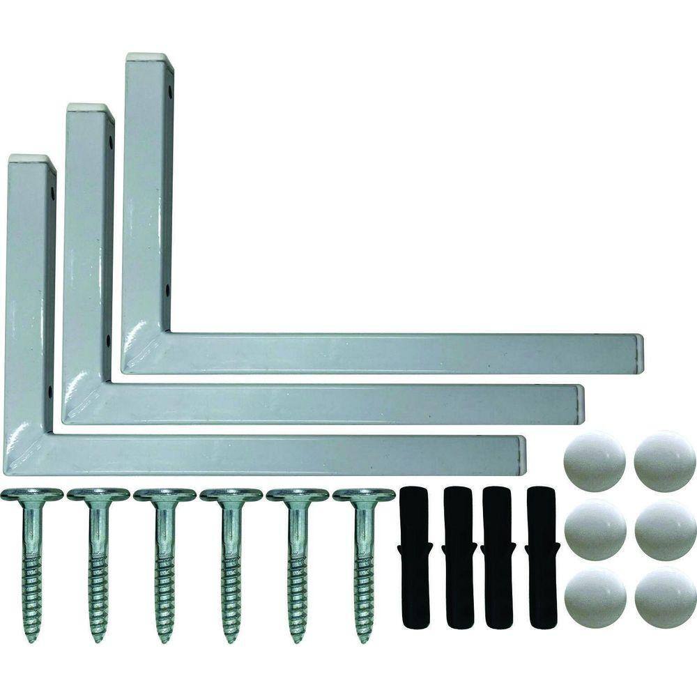Kit 3 Suportes Mão Francesa Cantoneira Prateira Branco 30Cm