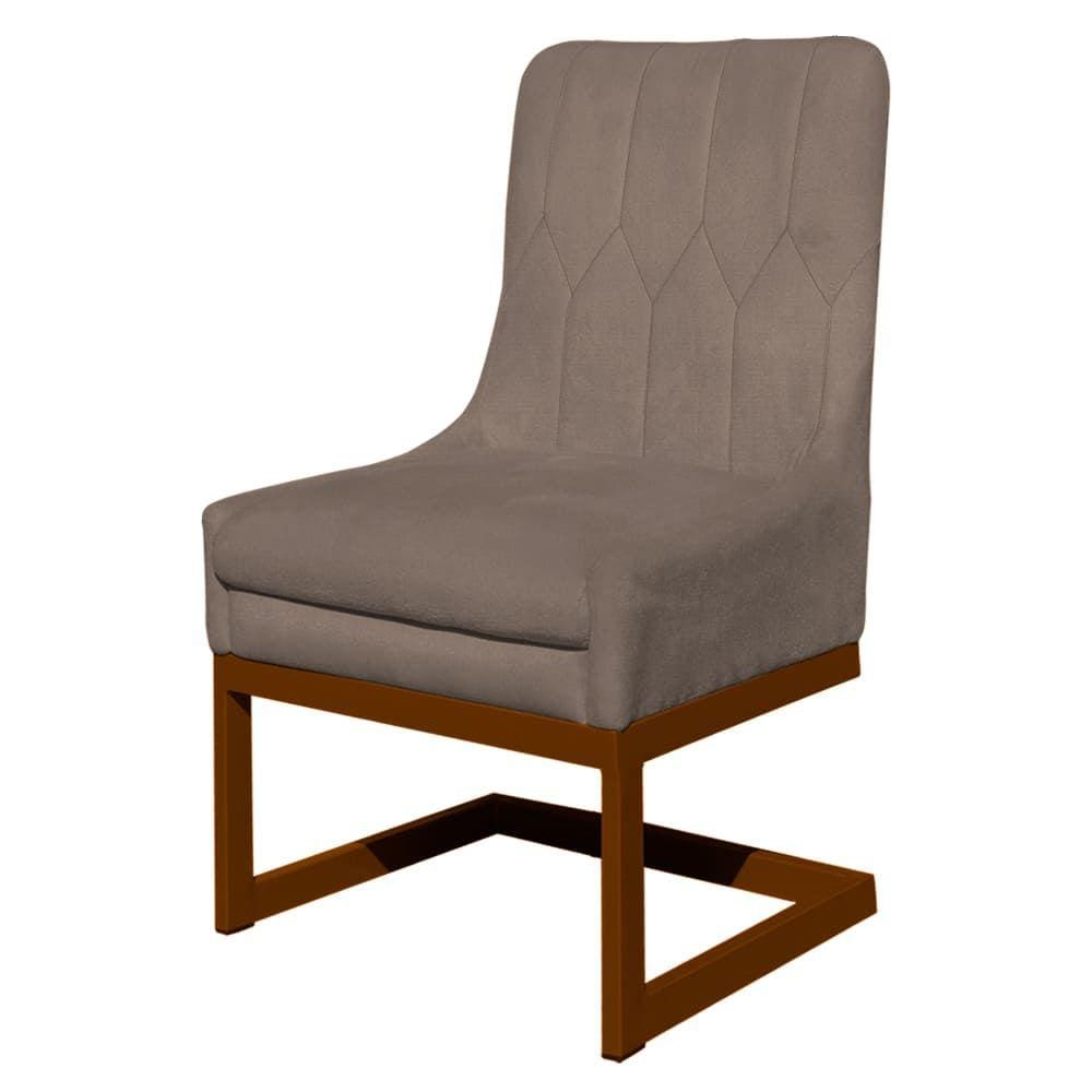 Cadeira Valentina Para Cozinha Base Cobre Suede Cappuccino - Vallisa Decor
