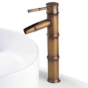 Torneira Monocomando de Bambu Vintage Retro Com Função Cascata Bica Alta Misturador Monocomando Para Banheiro de Luxo Cuba Pia
