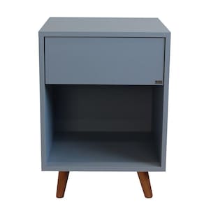 Mesa De Cabeceira 1 Nicho 1 Gaveta 400x550x400 Azul Sereno - Mdf Arauco