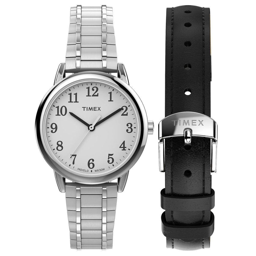 Relógio Timex Easy Reader Classic, estojo de 30 mm, mostrador branco, feminino