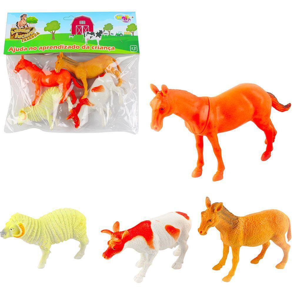 Kit Animal Fazenda 4 Pecas Na Solapa Wellkids