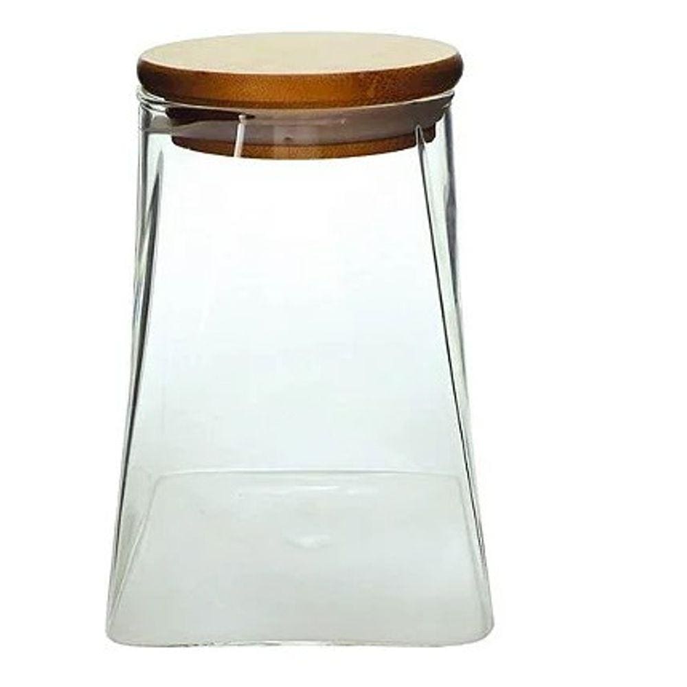 Pote de Vidro Scalene com Bambu 390ml