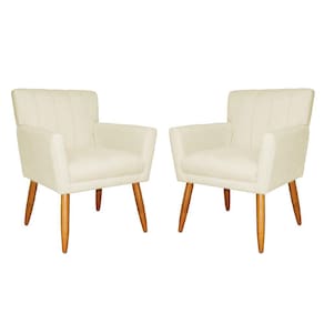 Kit 2 Poltronas Decorativa Para Sala Recepção Cecília Suede Marfim - LM DECOR