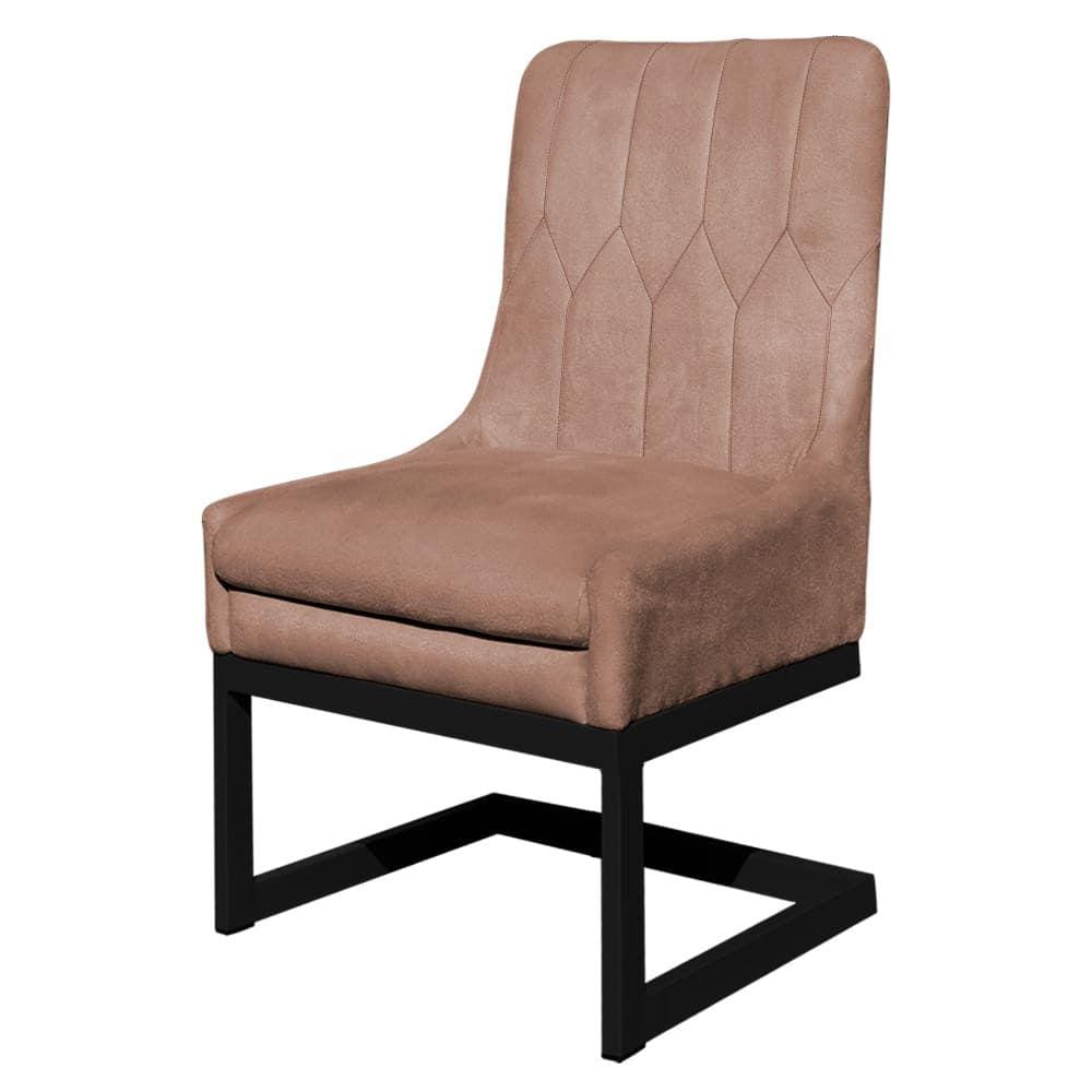 Cadeira Valentina Sala de Jantar Veludo Rosa Base Preta - Vallisa Decor